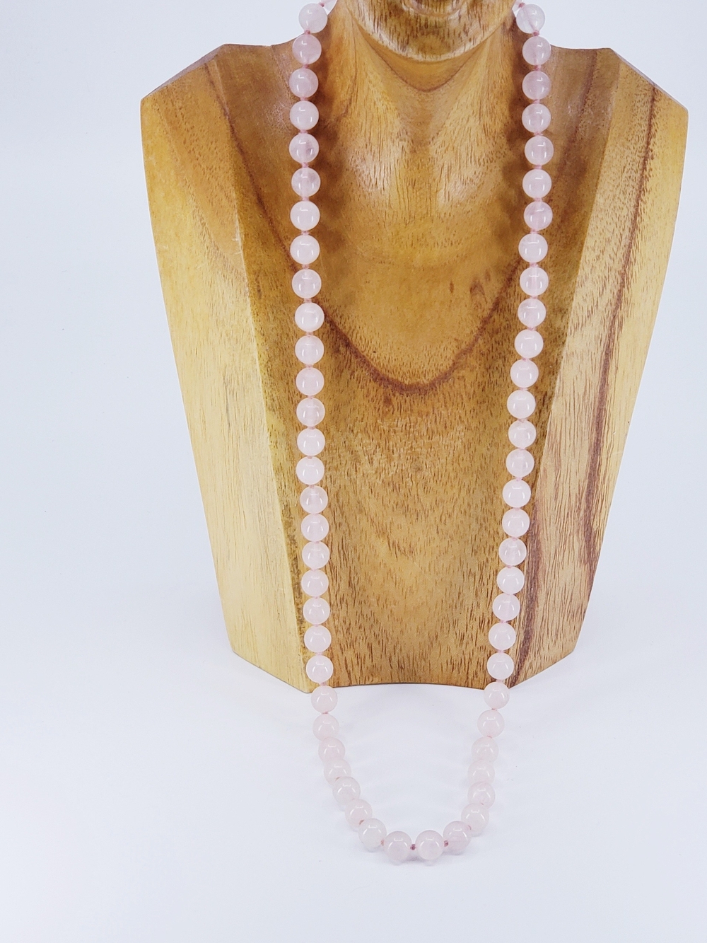 A2015 Rose Quartz Hand Knotted Long Necklace 11.5"